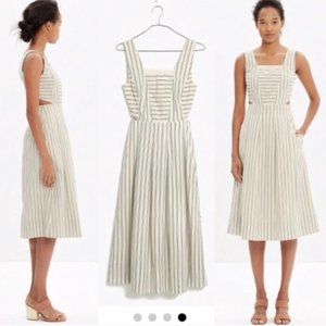 Madewell Striped A-Line Dress with Side Cut Outs XS